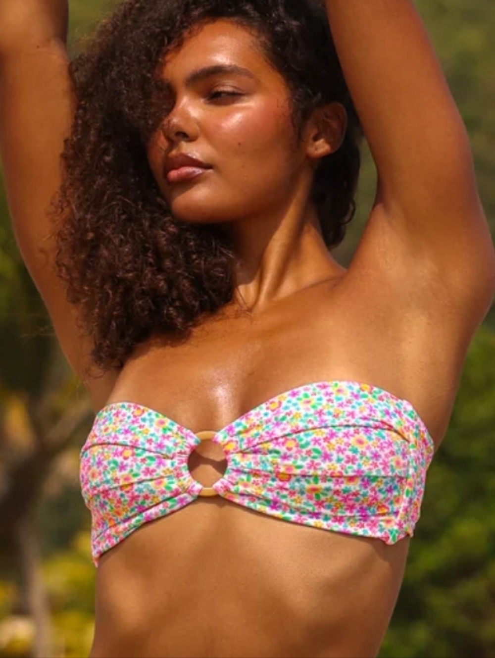 Floral Ring-Front Bandeau Top Field Trip Kulani Kinis Small